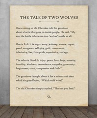 Poster – The Tale of Two Wolves – Choose Unframed Poster or Canvas