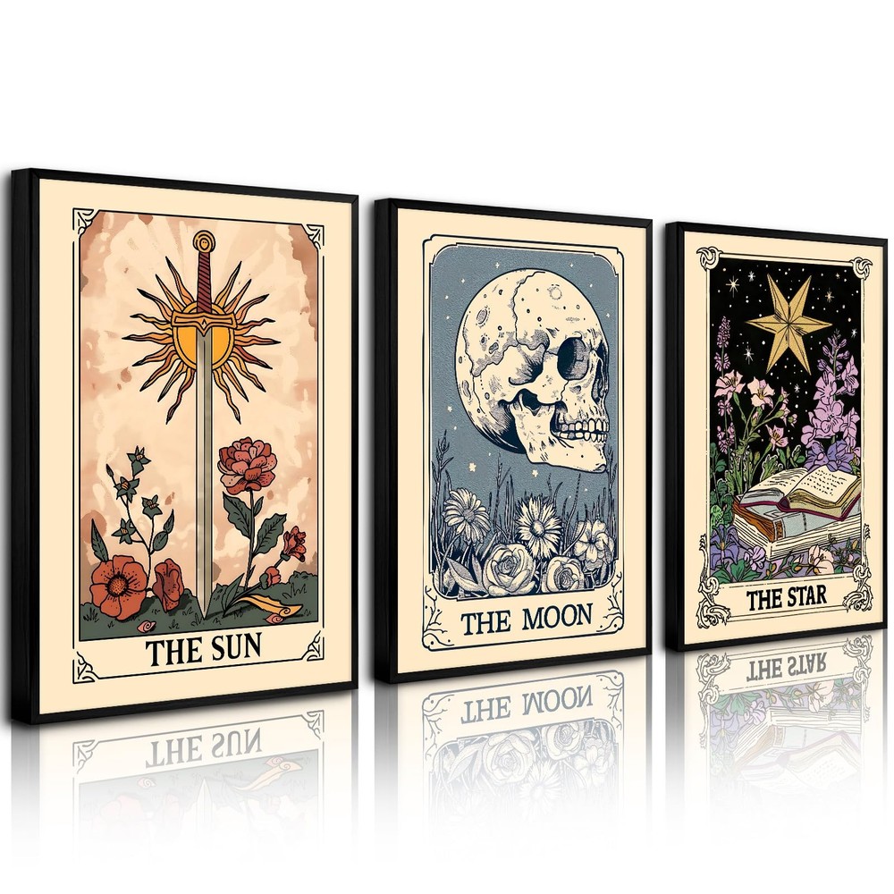 Pouydmi Tarot Card Wall Art Sun Moon Canvas 16″L x 12″W,