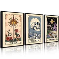 Pouydmi Tarot Card Wall Art Sun Moon Canvas 16″L x 12″W,