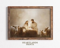 Nativity Scene Poster, Jesus Christmas Canvas Wall Art,Christian Religious Decor