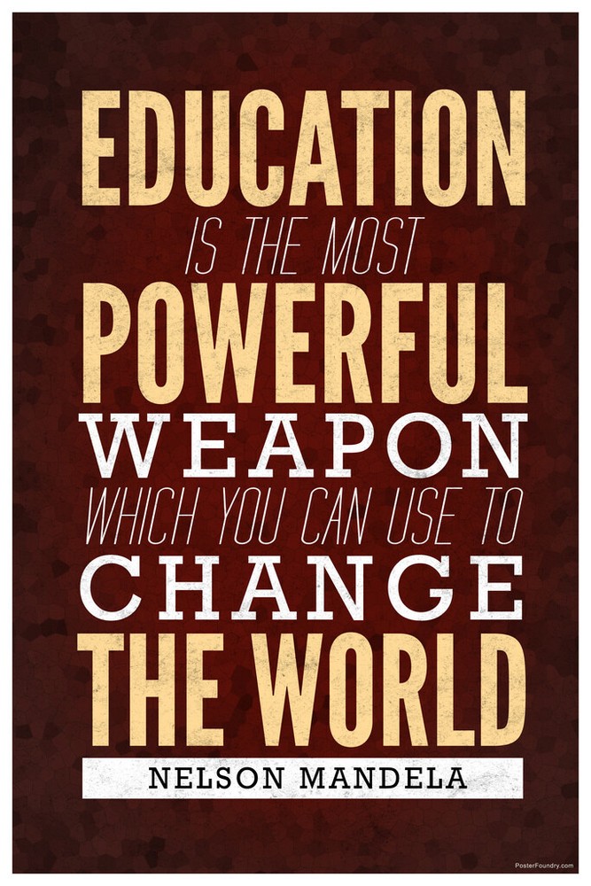 Nelson Mandela Education Is The Most Powerful Weapon Quote Poster 12×18