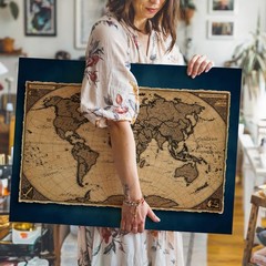 Detailed World Map Featuring A Rich, Textured Cork Surface Wall Art Canvas Print