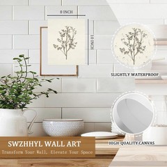 SWZHHYL Vintage Flower Wall Art, Neutral Botanical Canvas 10L» x 8W»,