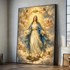 Virgin Mary Queen of Heaven Canvas Print Christian Wall Art