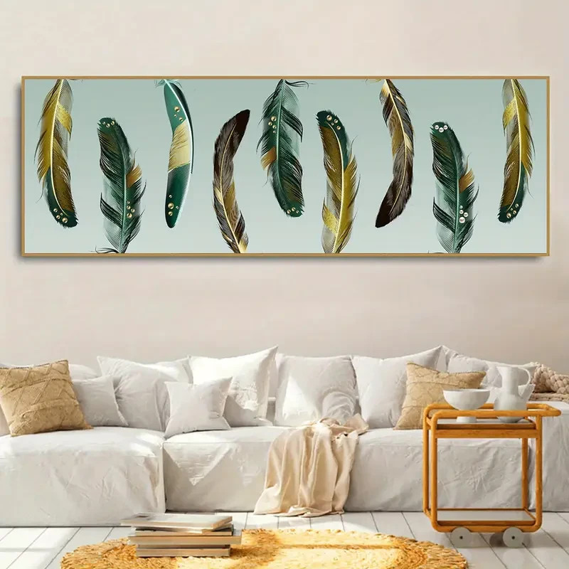 Panoramic Shades of Green Brown & Golden Canvas Wall Art Home Decor