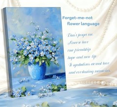 Blue Floral Wall Art Texture Style Oil Floral Painting 10″L x 8″W Canvas