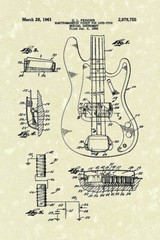 Music Guitar Fender Patent 1961 Vintage Art Wall Room Poster – POSTER 20×30