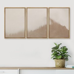 Wall26 Framed Wall Art Abstract Forest & Fog Earth Tones Canvas Prints Set of 3