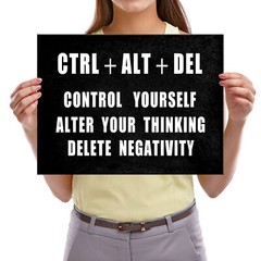 Motivational CTRL+ALT+DEL Classroom Positive Quotes Inspirational Poster Canvas