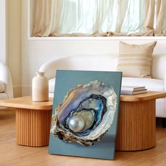 Wall Art Oyster Shell Pearl Painting Coastal Beach Nautical Canvas Print Decor
