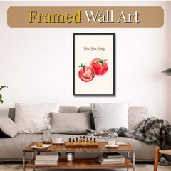 Slice Slice Baby Framed Kitchen Wall Art Tomato Poster Funny Food Quote Gift