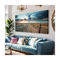 Large Wall Art Beach Sunset Ocean Nature Pictures Long Canvas Artwork Prints …