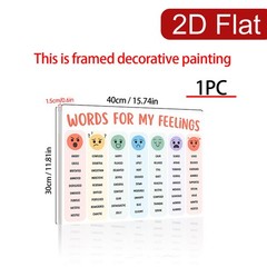 Canvas Art Framed Kids Emotion Vocabulary Educational Classroom Wall Decor Gift