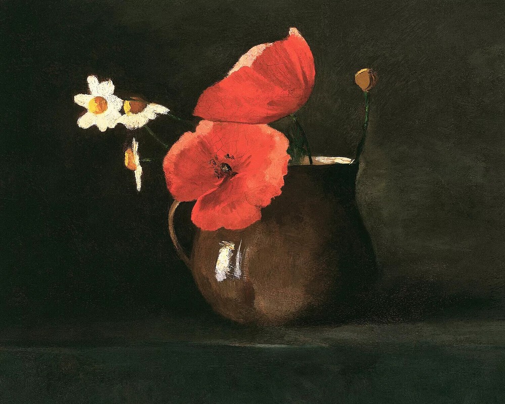 1800s Floral Meadow Poppy Daisy Canvas Art Print Decor for Home Wall
