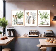 3 Pcs Sage Green Farmhouse Kitchen Canvas Wall Art 16″L x 12″W, Poster