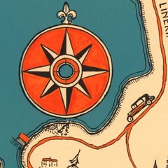 Color Pictorial Map of Maine Boothbay Harbor and vicinity Old Dirigo circa 1931