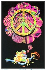Mushroom Peace Frog Blacklight Poster 23 x 35