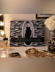 Audrey Hepburn Zebra Wall Art | Black White Glam Decor | Quote Art Deco Pin Up