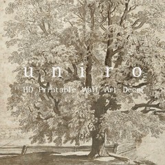Neutral Etching Vintage Tree Sketch Print, Tree Canvas Wall Art, Antique Rust…