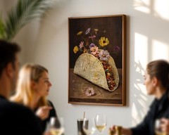 Surreal Taco Floral Art Print, Boho Kitchen Wall Decor, Whimsical Poster