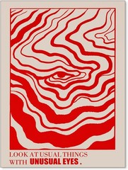 Retro Red Abstract Eye Canvas Wall Art Vintage Hippie Trippy Poster 12×16 inch