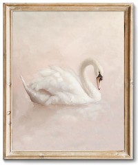 Vintage Swan Canvas Wall Art – Swan Vintage Art Prints for Wall Decor, Elegan…