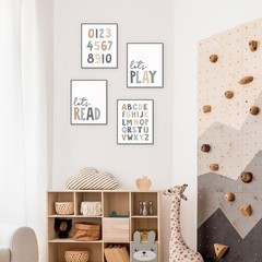 Let’s Play Read Wall Art Set of 4, Educational Posters, Montessori Classroom …