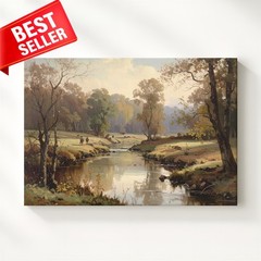 Stream Impressionist Woodland Soft Reflections Muted Some Canvas Wall Art