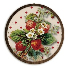 Vintage Cottagecore Strawberry Wall Art Decor, Strawberry Floral Fruit Round …