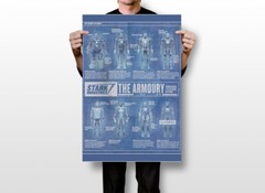 Blueprint Iron Man Armor Mark I II III Wall Art Home Decor – POSTER 20×30