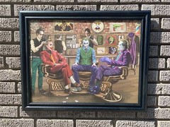 Joker Barbershop DC Comic Batman Heath Ledger Joaquin Wood Framed Picture Print