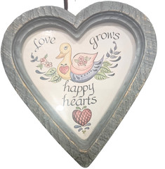 Vintage Cottage Grandma Core Duck Love Grows Happy Wood Hearts Wall Decor