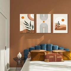 Stylish Boho Wall Art Set of 3 with Geometric Illustrations Ready to Hang