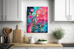 11×14 Boho Bright Flowers Canvas Print Wall Art