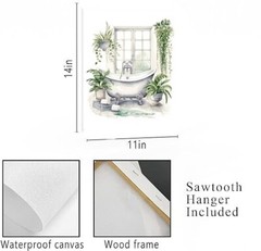 11×14 Blue and White Bathroom Canvas Print Wall Art