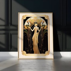 Art Deco Woman Poster – Vintage Floral Art Nouveau Wall Print
