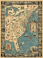 1929 Pictorial Historical Travel Map of Eastern United States Wall Art Poster