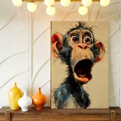 Canvas Funny Surprised Monkey Portrait Cartoon Animal Home Room Elegant Print