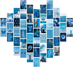 Blue Wall Collage Kit Aesthetic Pictures,Wall Art Posters for Teen Girls Room or