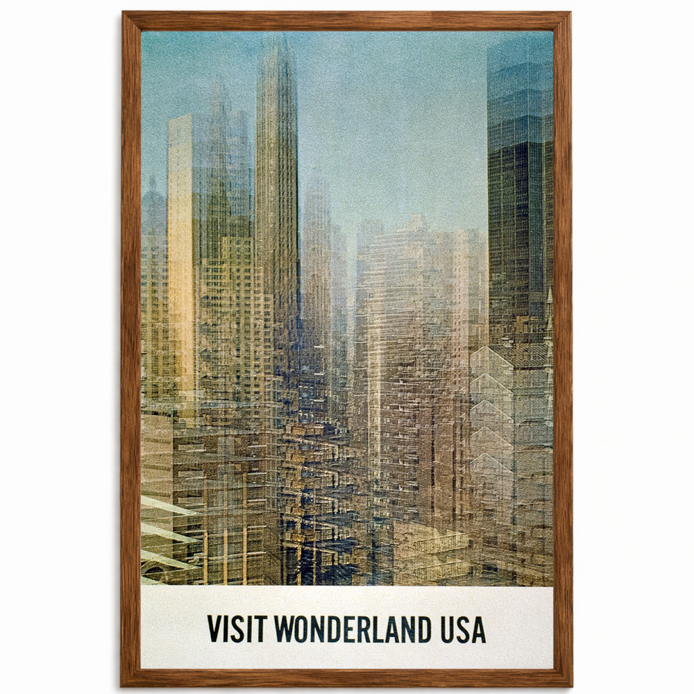 Vintage Travel City Poster Framed 11×17 – Urban Skyline Office Wall Art Gift