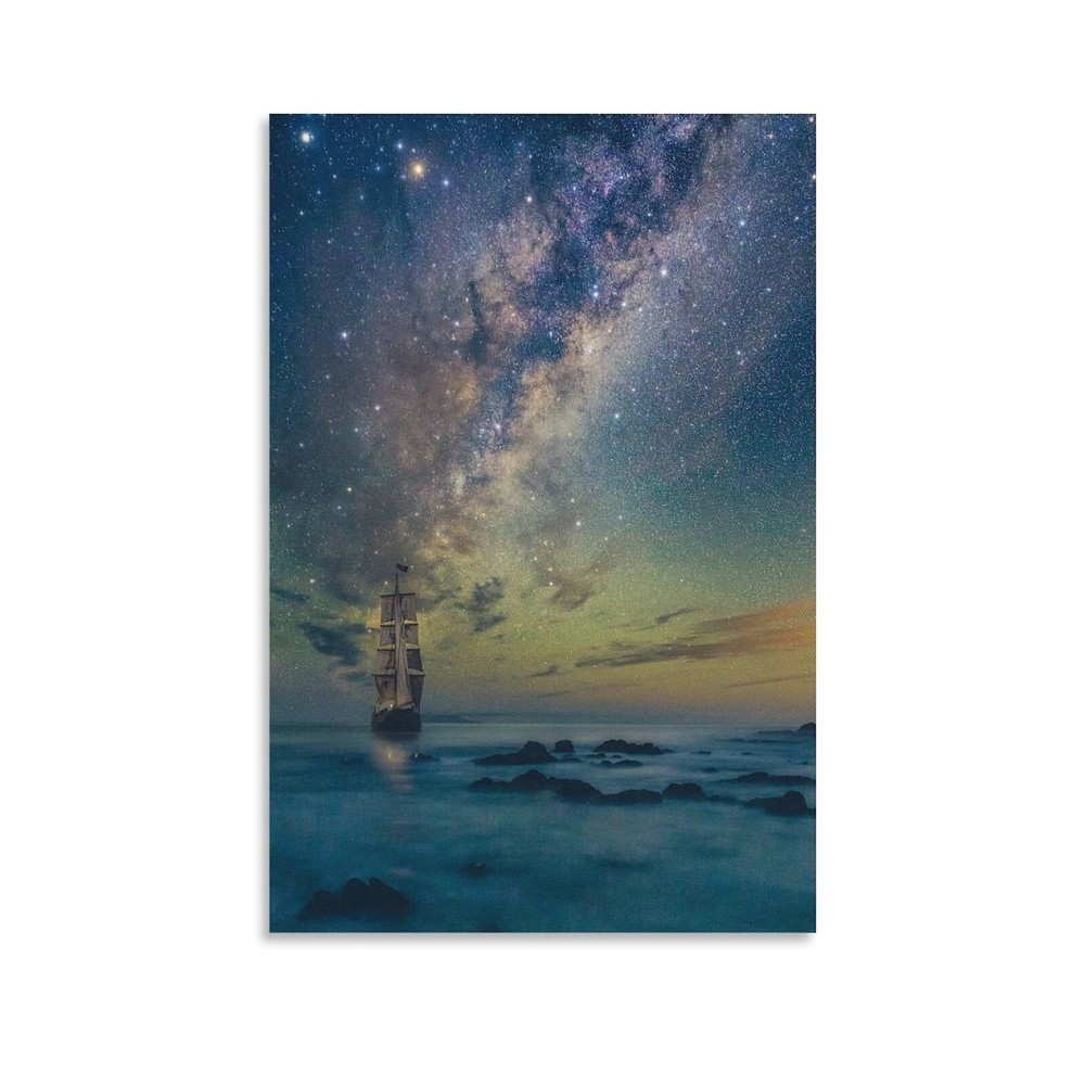 Landscape Poster Starry Unframed Interior Canvas Wall Art 12×18 Inch 1-Piece