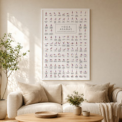 Yoga Asanas Chart Wall Art Poster | Home Decor | Multiple Sizes | Satin Print