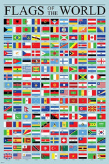 Flags of the World Poster Geography Classroom Decor 24″L x 16″W, Multicolor