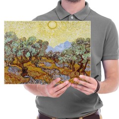 Olive Trees with Yellow Sky and Sun Canvas Print of Vincent Van Gogh Wall Art