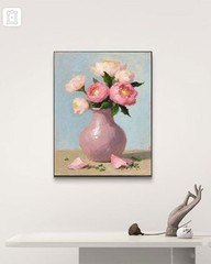 🌸 Romantic Peonies in Pink Textured Still Life Oil Painting Canvas floral print