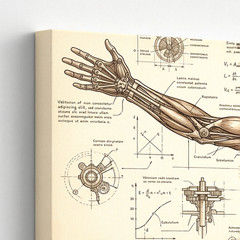 3 Pieces Anatomical Sketch Vintage Scientific Large Wall Art Canvas Set Of 3