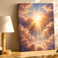 Wall Art Sun Rays Through Clouds Heavenly Sky Modern Aesthetic Gallery Print