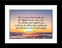 Zephaniah 3:17 The Lord Poster Print Picture or Framed Wall Art