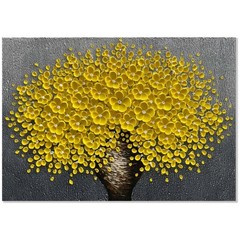 Stunning 3D Floral Oil Painting – Large Yellow Flowers for Living Room Walls