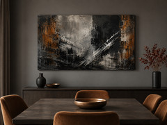 Industrial Abstract Canvas Wall Art Framed Black Rust Gray Modern Print